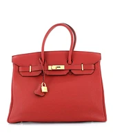 Pre-Owned HERMES Birkin 35 Handbag Red Togo with Gold Hardware