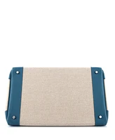 Pre-Owned HERMES Hac 40 Handbag Toile and Blue Evercolor with Palladium Hardware