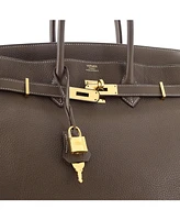 Pre-Owned HERMES Birkin 35 Handbag Grey Clemence with Gold Hardware