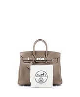 Pre-Owned HERMES Birkin 25 Handbag Grey Swift with Palladium Hardware