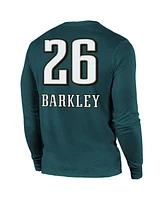 Majestic Men's Saquon Barkley Midnight Green Philadelphia Eagles Super Bowl Lix Player Name Number Tri-Blend Long Sleeve T-Shirt