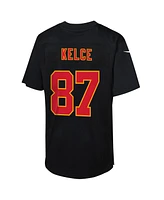 Nike Big Boys and Girls Travis Kelce Carbon Black Kansas City Chiefs Super Bowl Lix Patch Fashion Game Jersey