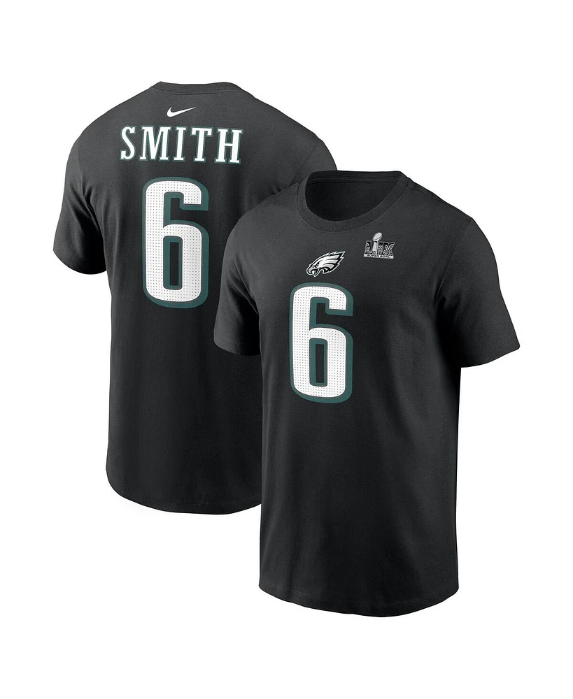 Nike Men's DeVonta Smith Black Philadelphia Eagles Super Bowl Lix Name Number T-Shirt