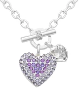 Guess Crystal Heart Charms Toggle Necklace, 18"