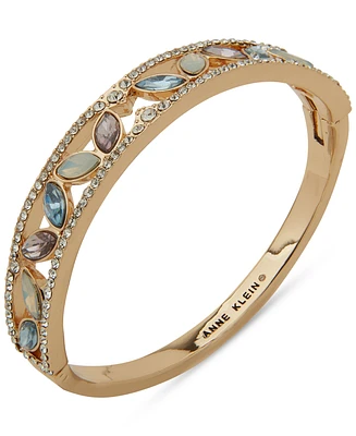 Anne Klein Gold-Tone Multi-Stone Navette Hinge Bangle Bracelet