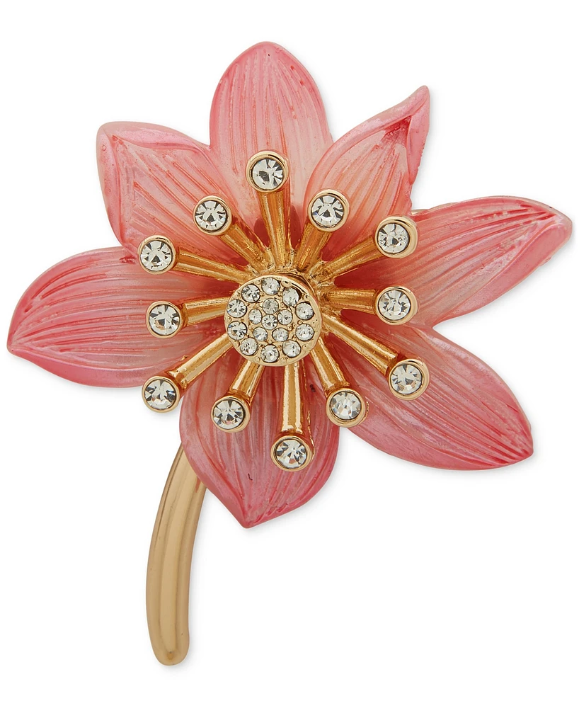 Anne Klein Gold-Tone Crystal Flower Pin