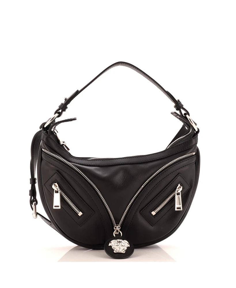 Pre-Owned Versace Small Repeat Hobo Leather