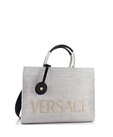 Pre-Owned Versace Large La Medusa Tote Studded Canvas