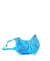 Pre-Owned Balenciaga Mini Le Cagole Giant Studs Chain Shoulder Bag Embossed Leather with Crystals