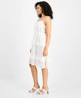 julia jordan Women's Clip-Dot Tie-Strap Midi Dress