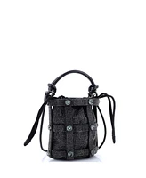 Pre-Owned Salvatore Ferragamo Small Cage Bucket Bag Crystal Embellished Suede