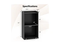 Rolling Podium Stand with 2 Shelves and Lockable Wheels