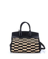 Pre-Owned Salvatore Ferragamo Small Studio Satchel Woven Raffia and Leather