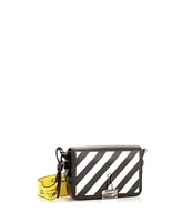 Pre-Owned Off White Mini Binder Clip Flap Bag Striped Leather