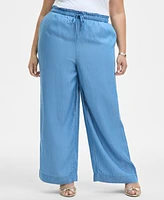 On 34th Trendy Plus Chambray Drawstring Pants, Exclusively at Macy's