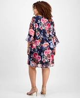 Connected Plus Printed Round-Neck Sheath Dress