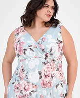Connected Plus Floral-Print Chiffon Midi Dress