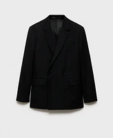 Mango Men's Eu Regular-Fit Double-Breasted Suit Blazer