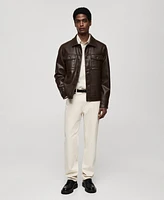 Mango Men's Pockets Detail Faux-Leather Jacket