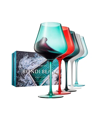 The Wine Savant Colors of Bondi Beach Sydney Wine Glasses, Set of 5