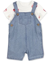 Carter's Baby Boys 2-Pc. Cotton Fire Truck T-Shirt & Chambray Shortall Set