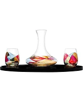 The Wine Savant Artisanal Hand Painted Decanter Wine Glass Set