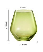 The Wine Savant Shades of Winter Spring Colored Crystal Wine Glasses, Set of 6