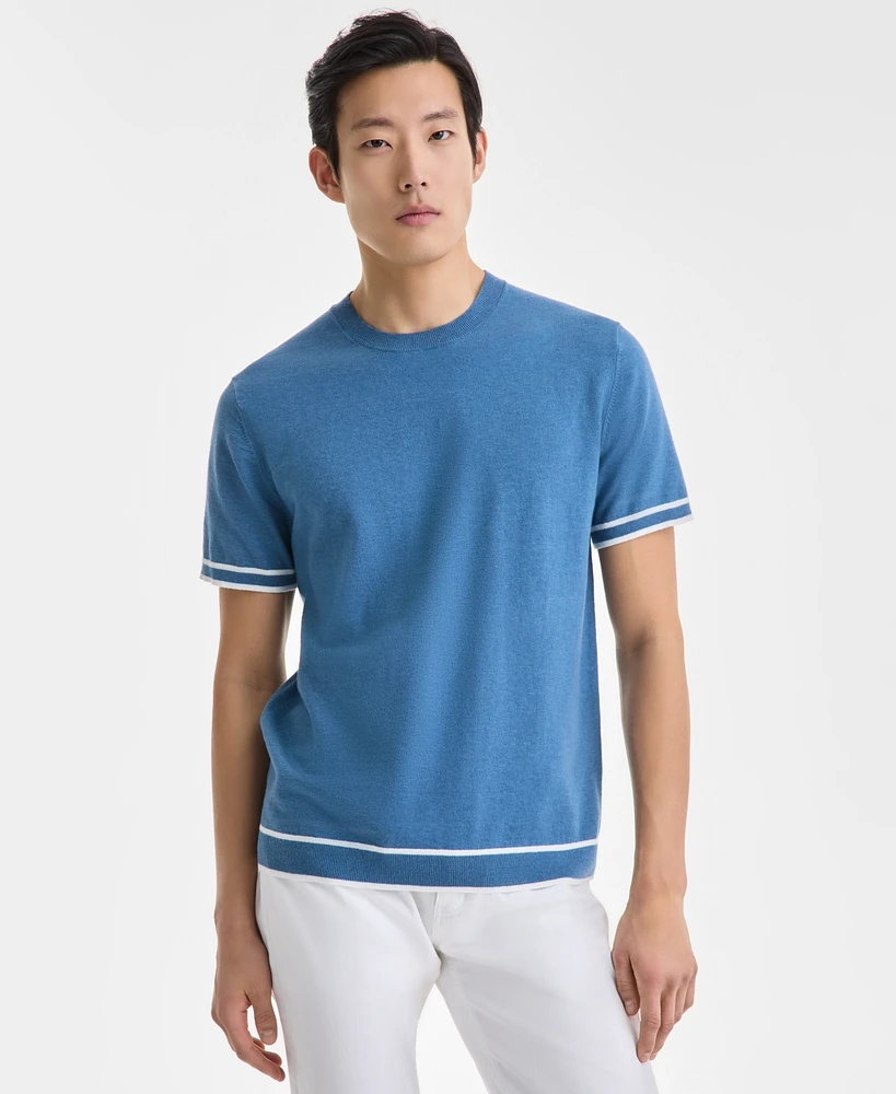 Alfani Men's Refined Short Sleeve Textured Sweater, Exclusively at Macy's