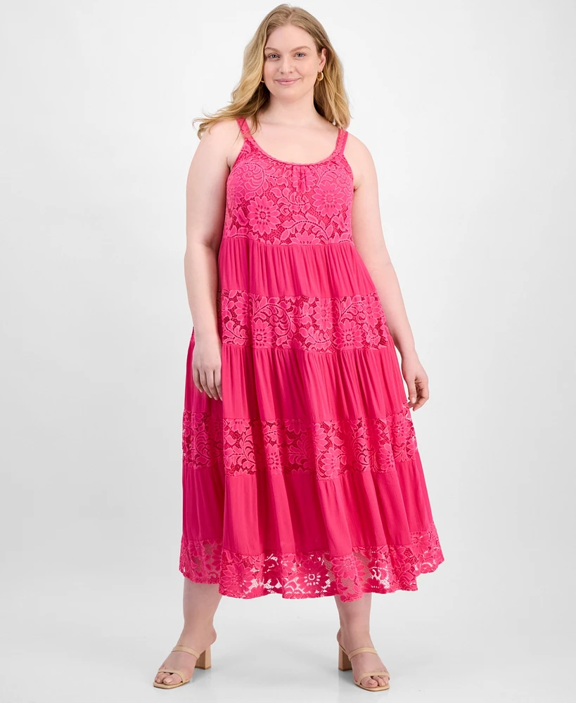 Robbie Bee Plus Scoop-Neck Sleeveless Lace Maxi Dress