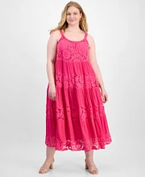 Robbie Bee Plus Scoop-Neck Sleeveless Lace Maxi Dress
