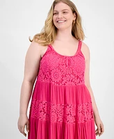 Robbie Bee Plus Scoop-Neck Sleeveless Lace Maxi Dress