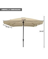 8 ft. x 10 Square Crank Design Skirt with Skylight Outdoor Market Umbrella Navy Blue Base