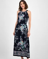 Robbie Bee Women's Printed Sleeveless Jersey Maxi Dress