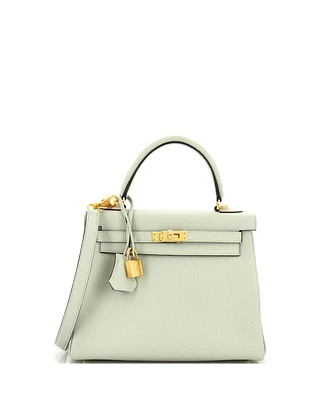 Pre-Owned HERMES Kelly Handbag Grey Togo with Gold Hardware