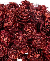 Northlight 14" Pine Cone Rose Valentine's Day Wooden Heart Wreath
