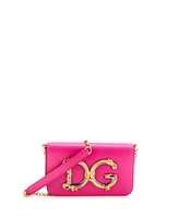 Pre-Owned Dolce & Gabbana Small Dg Girls Flap Bag Embellished Leather