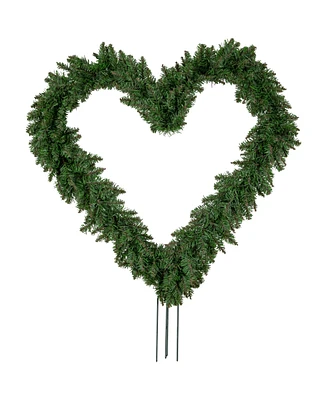 Northlight 22" Green Pine Artificial Heart Shape Wreath with Ground Stakes - Unlit