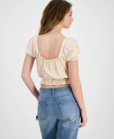 Self Esteem Juniors' Sweetheart Puff-Sleeve Top