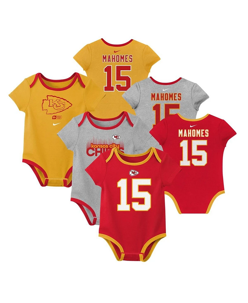 Nike Baby Boys and Girls Patrick Mahomes Kansas City Chiefs Name Number 3-Pack Bodysuit Set