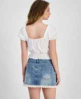 Self Esteem Juniors' Sweetheart Puff-Sleeve Top