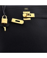 Pre-Owned HERMES Kelly 32 Handbag Black Clemence with Gold Hardware