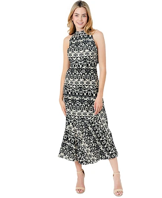 Sam Edelman Women's Ikat-Print Tie-Neck Midi Dress