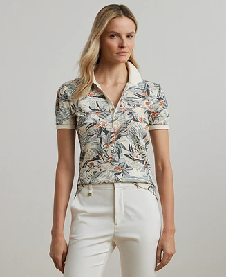 Lauren Ralph Petite Print Stretch Pique Polo Shirt