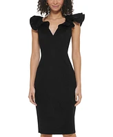 Eliza J Women's V-Neck Ruffle-Trim Sheath Dress