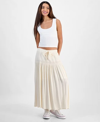 Celebrity Pink Juniors' Midi Lace Ribbon Tie-Front Skirt