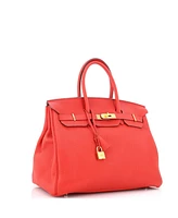 Pre-Owned HERMES Birkin 35 Handbag Red Togo with Gold Hardware