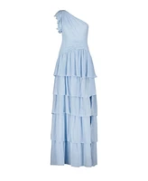 Women's Ruffle Tiered One Flutter Sleeve Gown