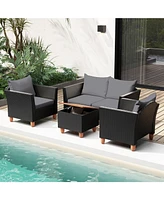 4 Piece Outdoor Conversation Set with Storage Coffee Table