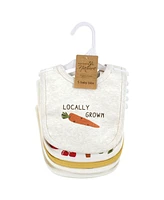 Touched by Nature Unisex Baby Organic Cotton Bibs, Happy Veggies, One Size