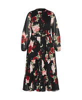 Plus Roma Print Long Sleeve Dress